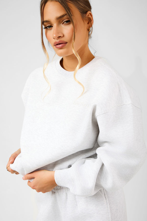 Kaiia The Label Seam Detail Oversized Sweatshirt Light Grey Marl