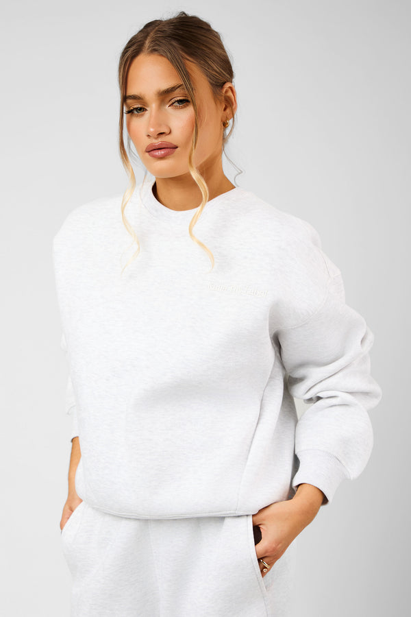 Kaiia The Label Seam Detail Oversized Sweatshirt Light Grey Marl