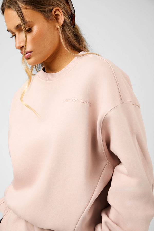 Kaiia The Label Seam Detail Oversized Sweatshirt Pink Champagne