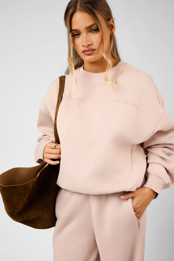 Kaiia The Label Seam Detail Oversized Sweatshirt Pink Champagne