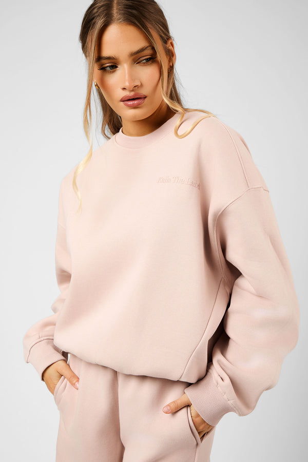 Kaiia The Label Seam Detail Oversized Sweatshirt Pink Champagne