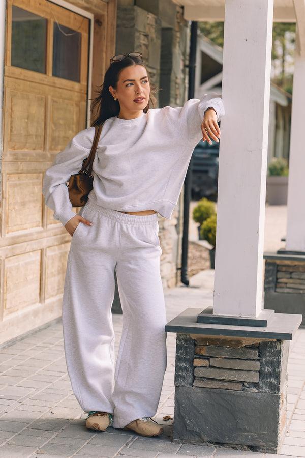 Kaiia The Label Seam Detail Side Pocket Barrel Leg Joggers Light Grey Marl