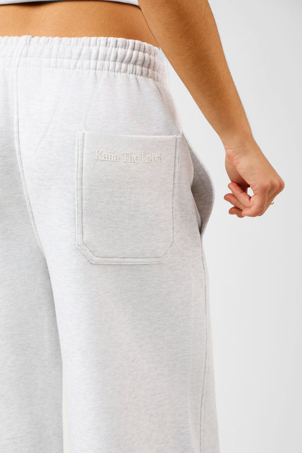 Kaiia The Label Seam Detail Side Pocket Barrel Leg Joggers Light Grey Marl