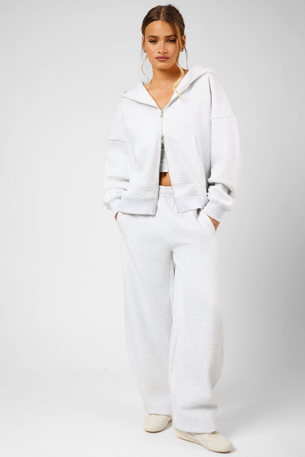 Kaiia The Label Seam Detail Side Pocket Barrel Leg Joggers Light Grey Marl