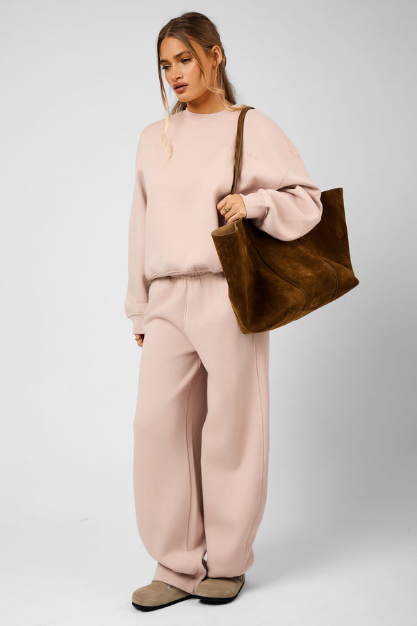 Kaiia The Label Seam Detail Side Pocket Barrel Leg Joggers Pink Champagne