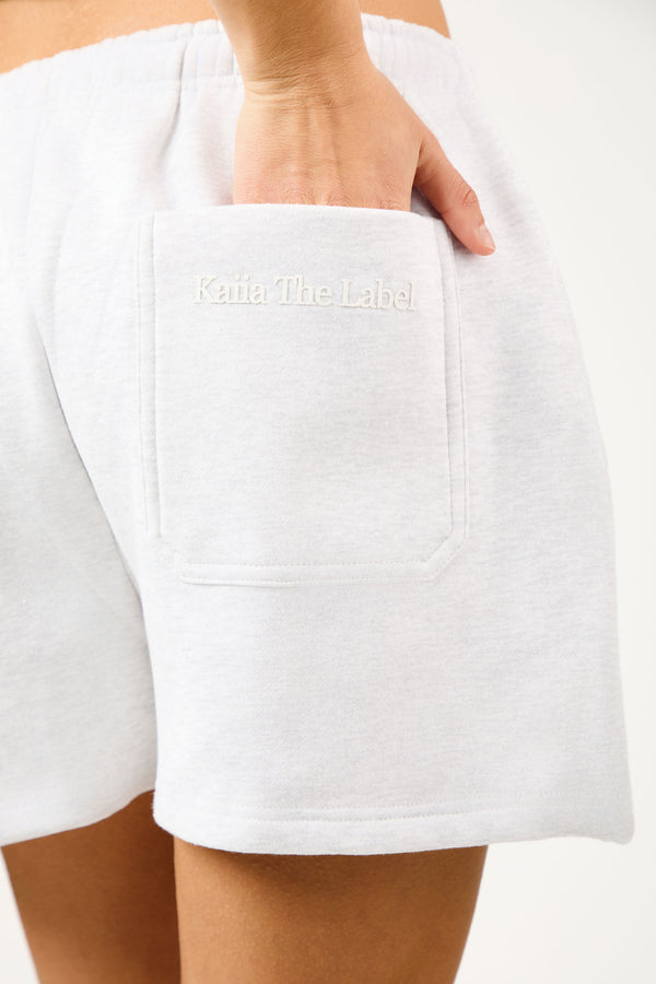 Kaiia The Label Seam Detail Side Pocket Shorts Light Grey Marl