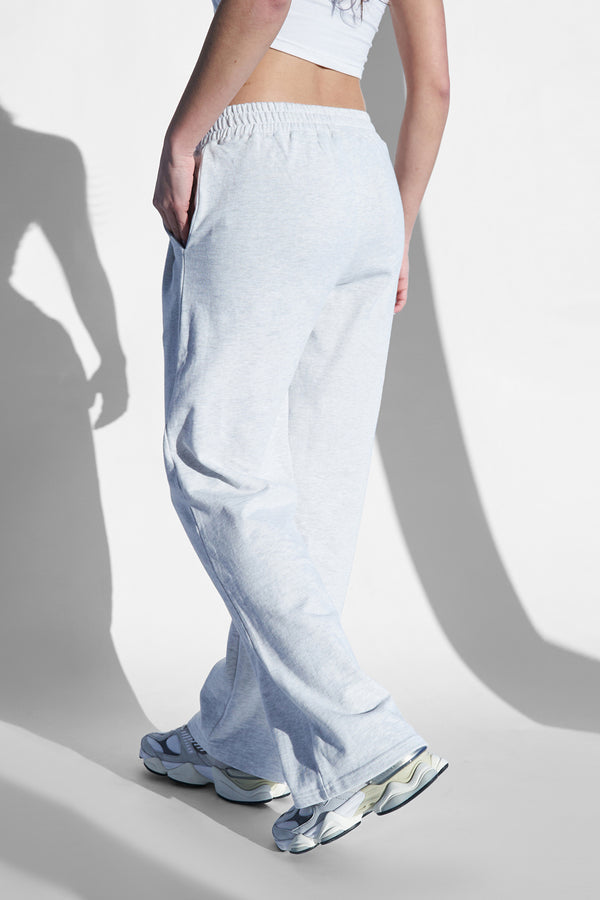 Kaiia V Waistband Wide Leg Jogger Grey Marl