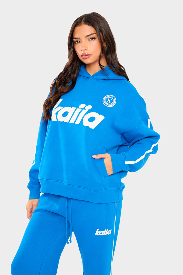 Kaiia Varsity Oversized Hoodie Cobalt Blue