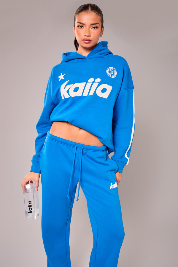 Kaiia Varsity Oversized Hoodie Cobalt Blue