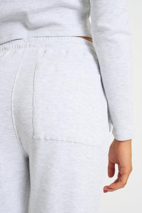 Kaiia Waffle Wide Leg Joggers Grey Melange