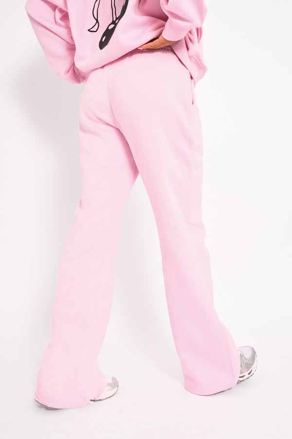 Kaiia Wide Leg Joggers Baby Pink & Black