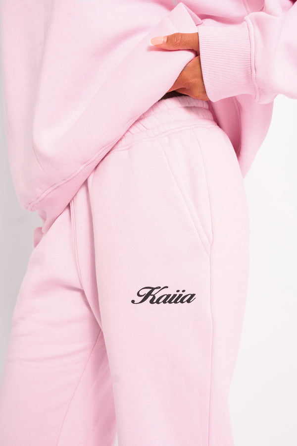 Kaiia Wide Leg Joggers Baby Pink & Black