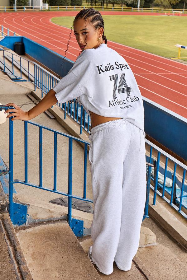 Kaiia Wide Leg Joggers Grey Marl & Black