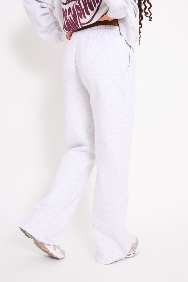Kaiia Wide Leg Joggers Light Grey Marl & Plum