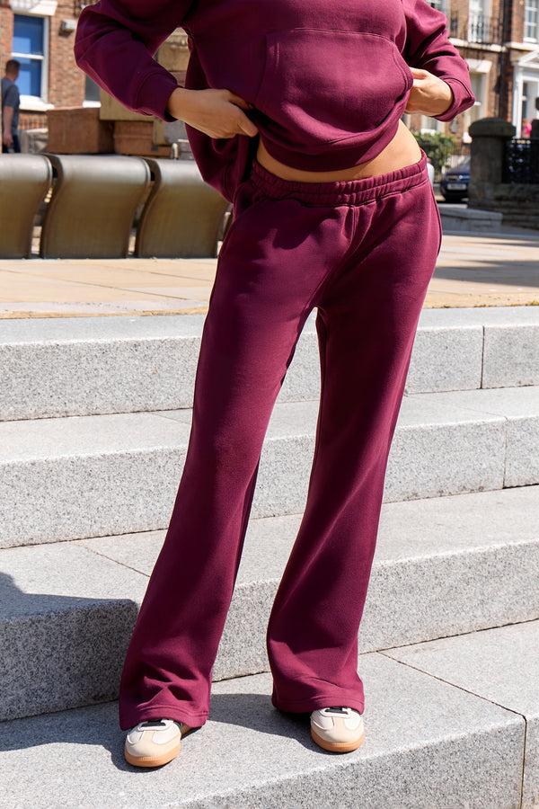 Kaiia Wide Leg Sweat Pants Deep Burgundy