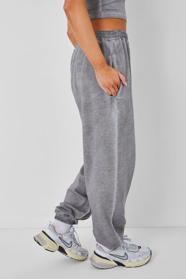 Relaxed Fit Cuffed Joggers Co-ord Washed Grey