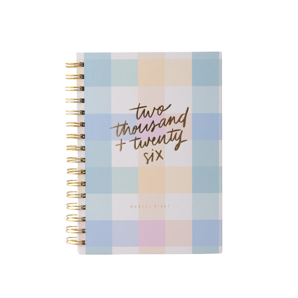 kaisercraft 2026 A5 Weekly Spiral Diary - Gelato Gingham