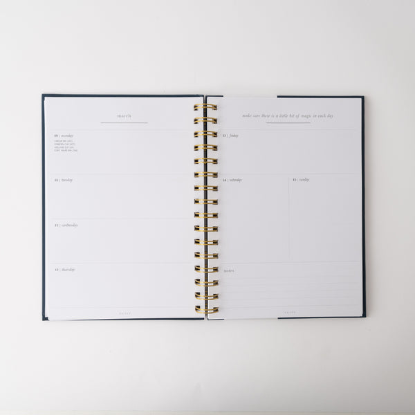 Kaisercraft 2026 A5 Weekly Spiral Diary - Navy Blooms