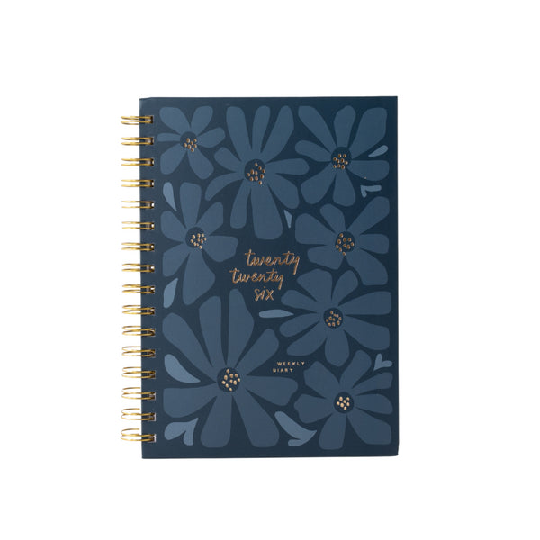kaisercraft 2026 A5 Weekly Spiral Diary - Navy Blooms