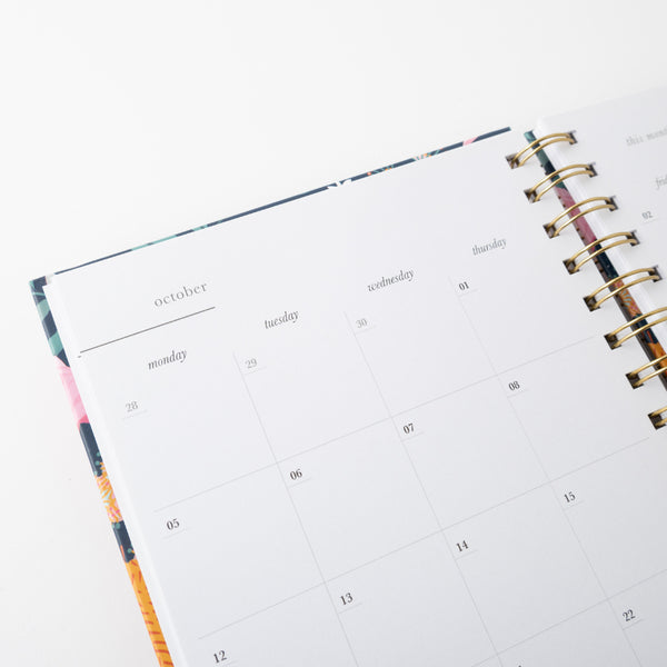 Kaisercraft 2026 A5 Weekly Spiral Diary & Pen - Indigo Flora