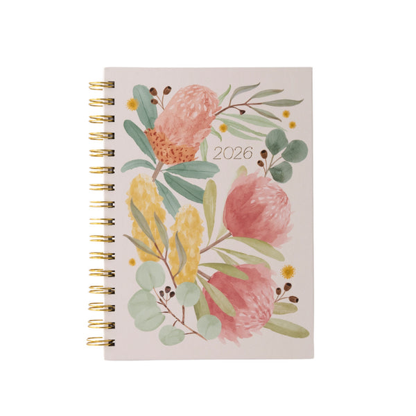 kaisercraft 2026 A5 Weekly Spiral Diary - Watercolour Blossoms