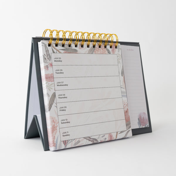 Kaisercraft 2026 Spiral Weekly Desk Planner - Blossoms