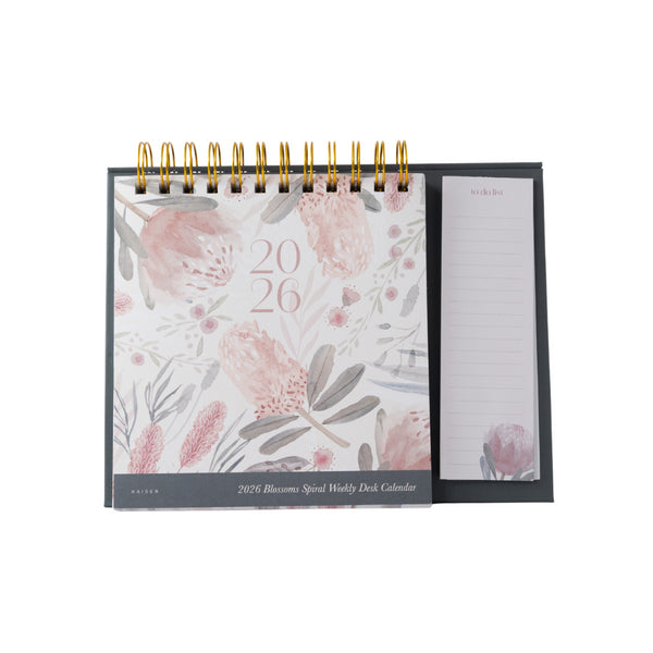 kaisercraft 2026 Spiral Weekly Desk Planner - Blossoms