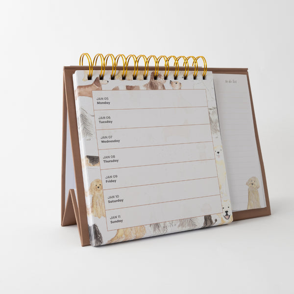Kaisercraft 2026 Spiral Weekly Desk Planner - Dog Lover