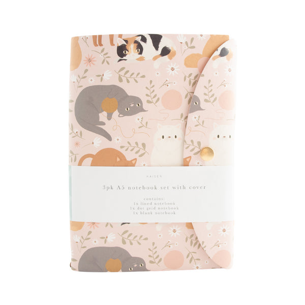 kaisercraft 3Pk A5 Notebook With Cover Set - Cute Cats
