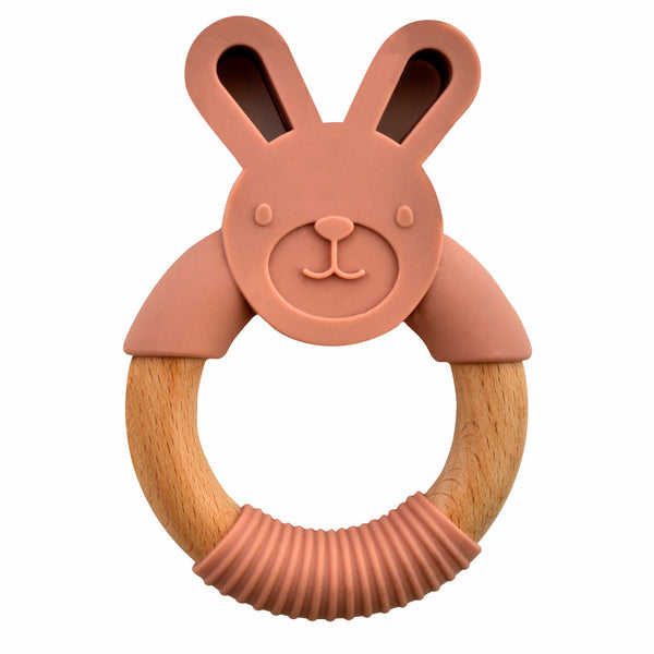 kaisercraft Baby Silicone Animal Teething Ring - Pink Bunny
