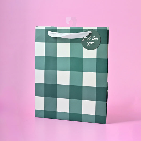 Kaisercraft Chistmas Small Gift Bag - Forest Green Gingham
