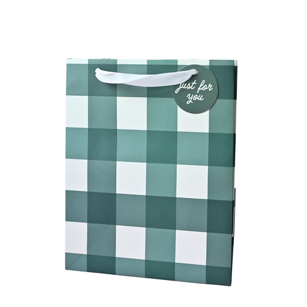 kaisercraft Chistmas Small Gift Bag - Forest Green Gingham