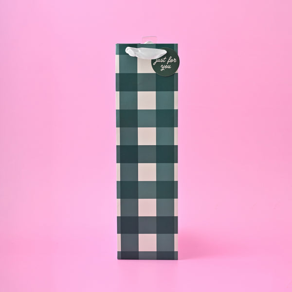 Kaisercraft Christmas Bottle Bag - Forest Green Gingham