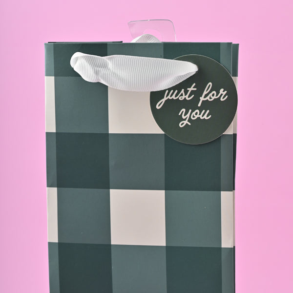 Kaisercraft Christmas Bottle Bag - Forest Green Gingham