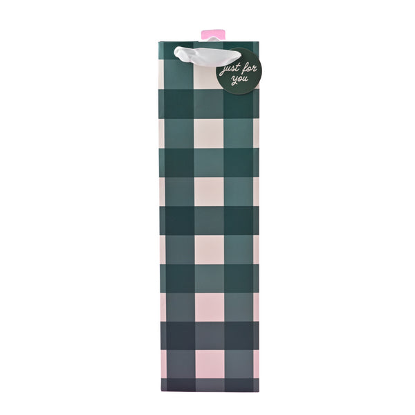 kaisercraft Christmas Bottle Bag - Forest Green Gingham