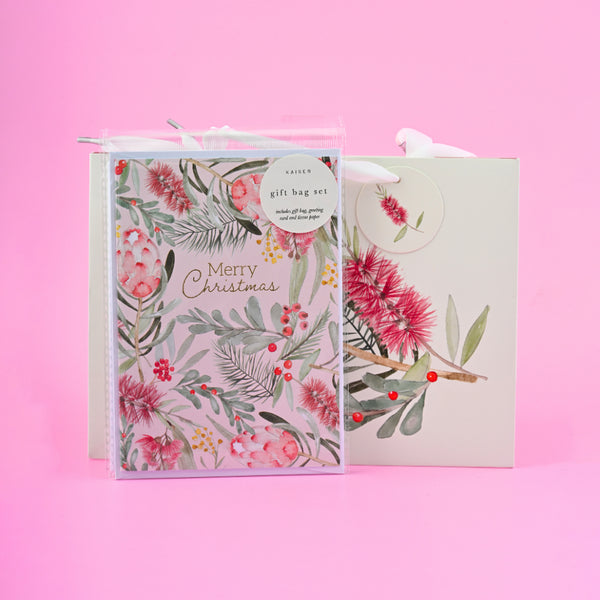 Kaisercraft Christmas Medium Gift Bag Set - Floral Bouquet