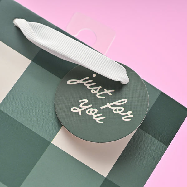 Kaisercraft Christmas Square Gift Bag - Green Gingham