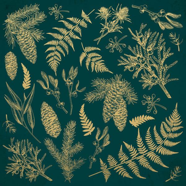 kaisercraft Emerald Eve 12x12 Scrapbook Paper - EMERALD LEAVES