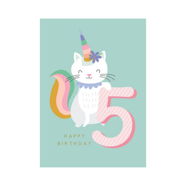 kaisercraft Greeting Card Magical Milestone - 5 Kittycorn