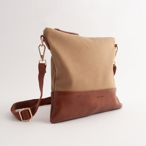Kaisercraft Kaiser Canvas Square Shoulder Bag - MID BROWN