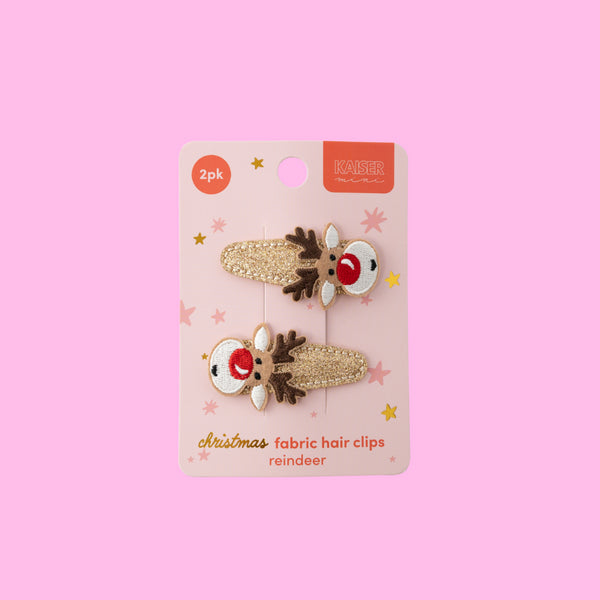 Kaisercraft Kaiser Mini Christmas 2 Pack Fabric Hair Clip - Reindeer