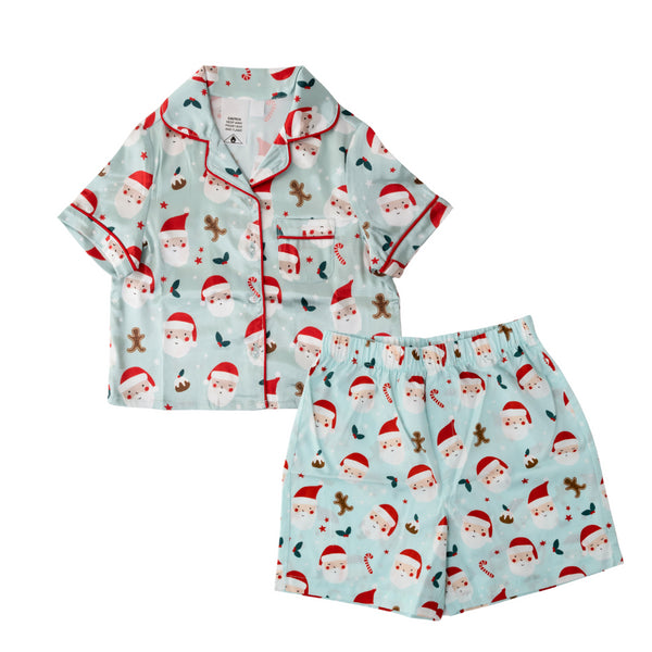 kaisercraft Kaiser Mini Satin Christmas PJ Set - Size 4-5 years - BLUE HOLLY JOLLY