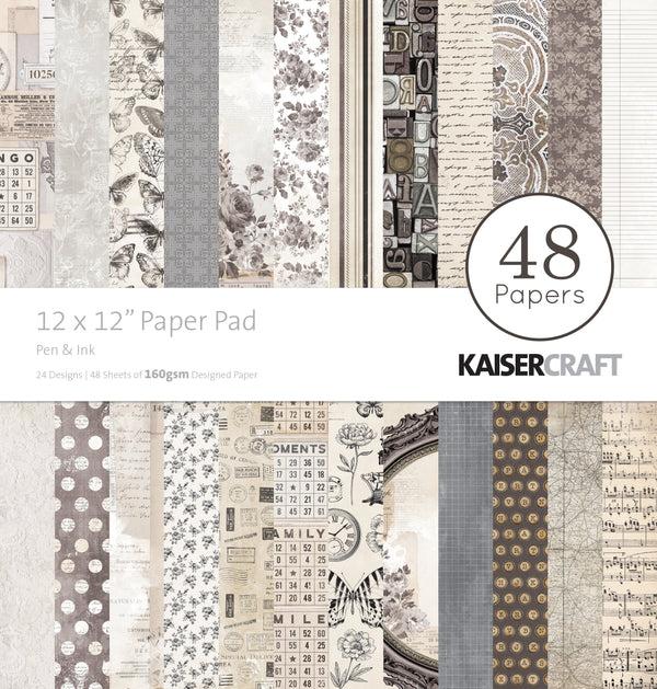 kaisercraft 12 x 12 Paper Pad - Pen And Ink
