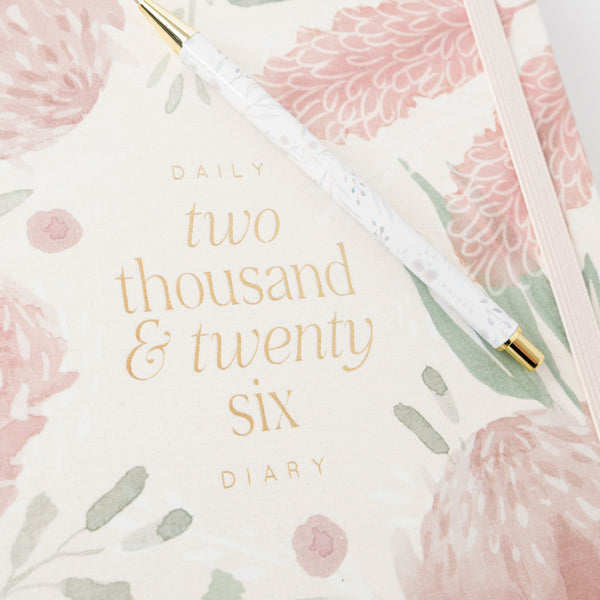 Kaisercraft 2026 A4 Daily Diary & Pen - Blossoms