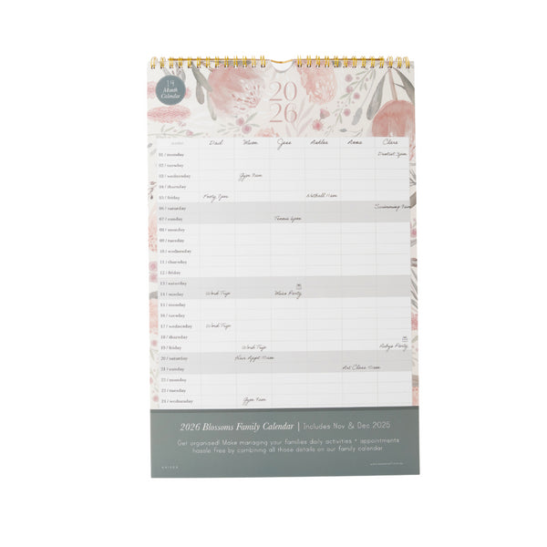 kaisercraft 2026 Family Calendar - Blossoms