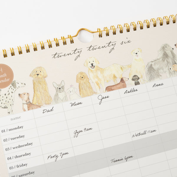 Kaisercraft 2026 Family Calendar - Dog Lover