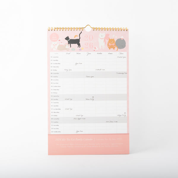 kaisercraft 2026 Family Calendar - Kit-Tea Cat