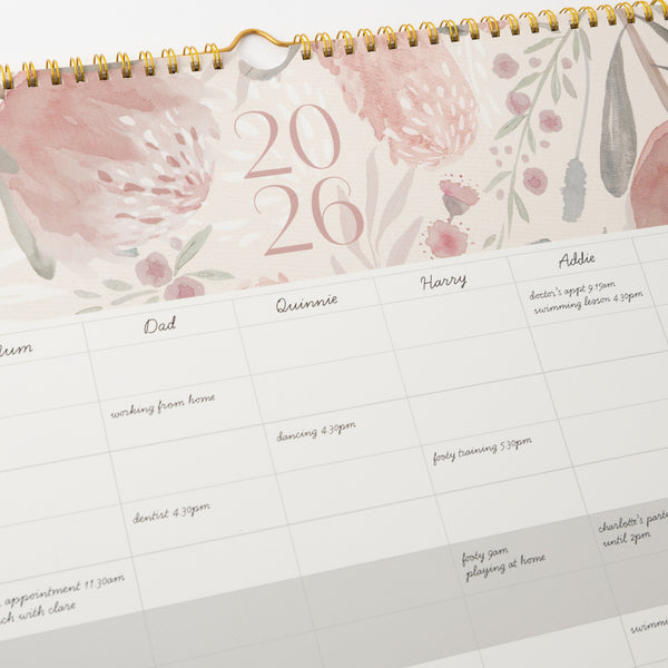 Kaisercraft 2026 Jumbo Family Calendar - Blossoms