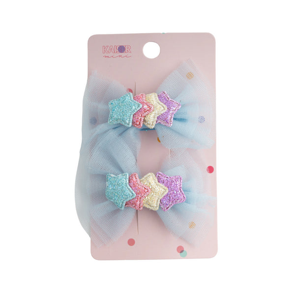 kaisercraft 2Pk Bow Hair Clip Set - Blue