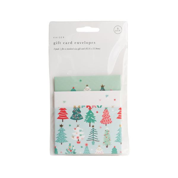 kaisercraft 3pk Gift Card Envelopes - Festive Trees